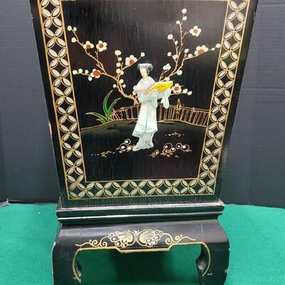 Asian Black Lacquer Box/Planter/Trash Can