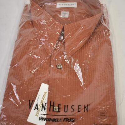 Men's Van Heusen Dress Shirt, Size 18, 34/35, Wrinkle Free, Rust Color - New