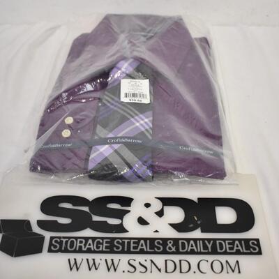 Croft & Barrow Men's Dress Shirt/Tie: Size 18 1/2/-19, 34/35, Plum Purple - New