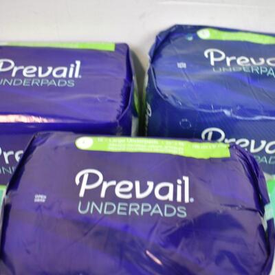 Adult Prevail Underpads, Large Size: 3 pkgs/15 Disposable Pads in Each - New