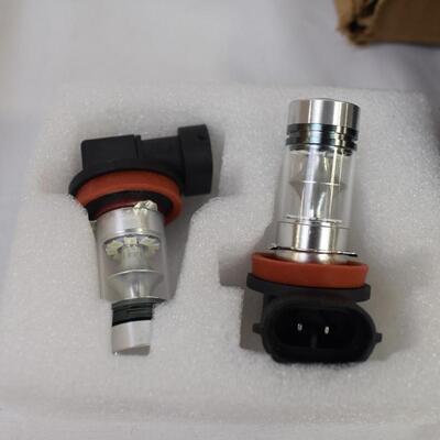2 LED Fog Light Bulbs Purple and 4 Strip Away 5"x 7/8" DCF Wheels - New