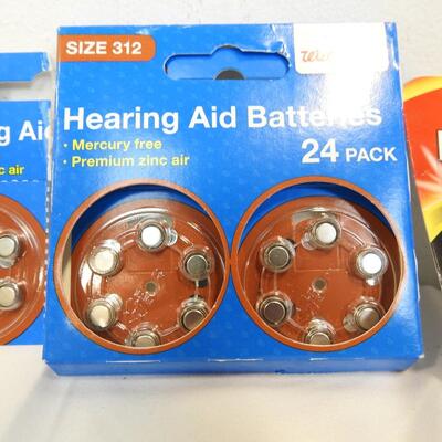 7 Packs of Various Batteries: Duracell AAA, D2, 9V, Hearing Aid Batteries - New