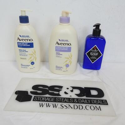 3 Bottles of Lotions and Creams (Aveeno, Jack Black) - New
