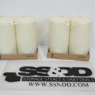 4 Unscented Pillar Candles - New