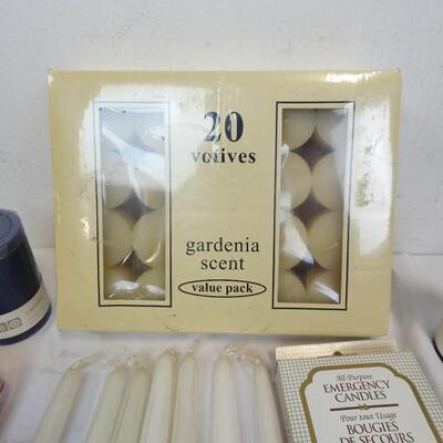 15+ pc Candle Lot, Gardenia Scent, Emergency, Coastal Mist, etc - New