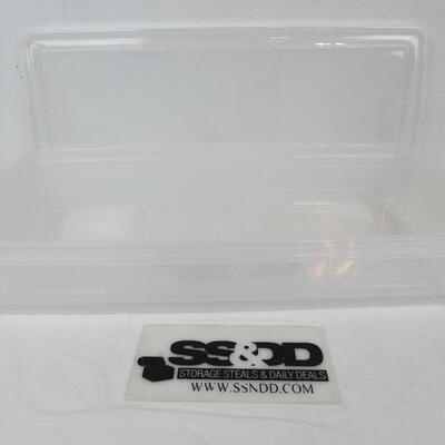 2 Clear Underbed Storage Bins & Lids. 35"x16"x6" 2 Broken Corners, Otherwise New