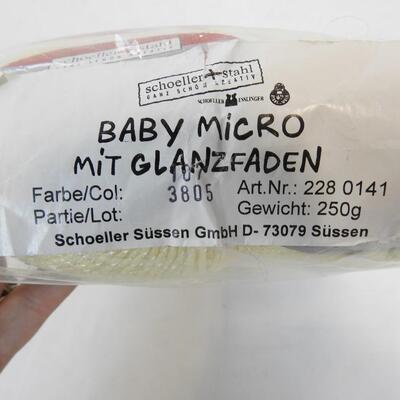 10 Skeins Light Yellow Yarn, Baby Micro by Schoeller Stahl Ganz Schon - New