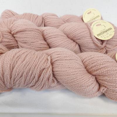3 Skeins 100% Virgin Wool Yarn, Light Mauve Pink by Paternayan - New