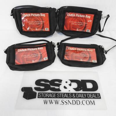 Qty 4 Small Black Clutch Picture Bag - New