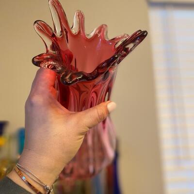 Vintage stretched glass vase