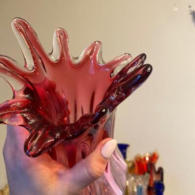 Vintage stretched glass vase