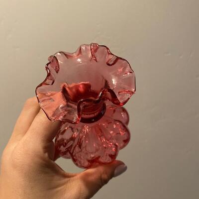 Small cranberry glass bud vase