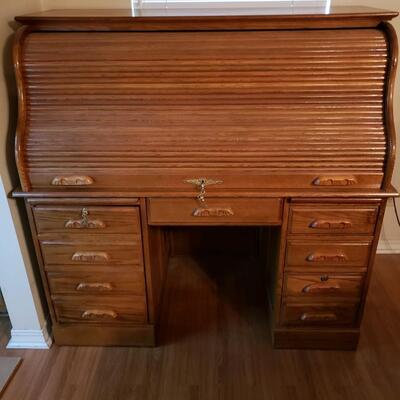 Oak roll top desk