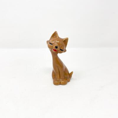 3.5â€ VINTAGE BROWN KITTY CAT FIGURINE