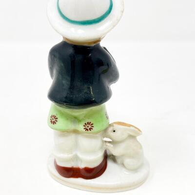 VINTAGE OCCUPIED JAPAN LITTLE BOY & BUNNY FIGURINE