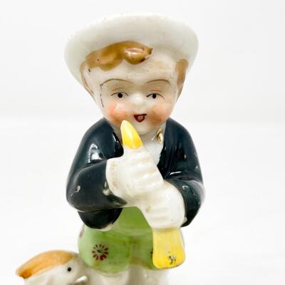 VINTAGE OCCUPIED JAPAN LITTLE BOY & BUNNY FIGURINE
