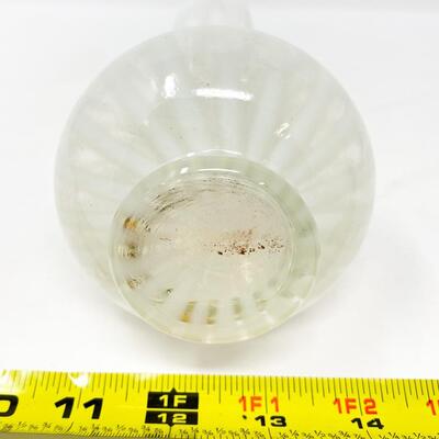 VINTAGE 6â€ STRIPED GLASS RUFFLE EDGE VASE