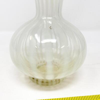 VINTAGE 6â€ STRIPED GLASS RUFFLE EDGE VASE