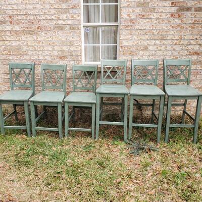 Set of six All-wood barstools