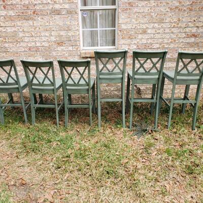 Set of six All-wood barstools