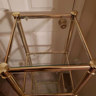 Goldtone metal & glass shelf
