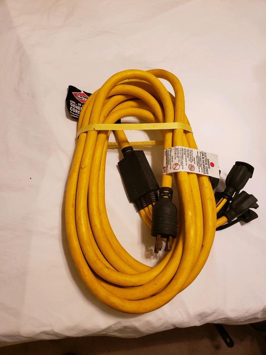 25ft. 30 amp Briggs & Stratton Generator Adapter cord set, NEW