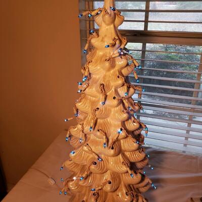 Vintage tall ceramic lighted Christmas tree, tall