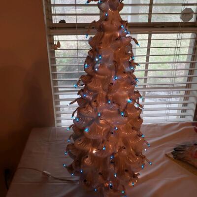 Vintage tall ceramic lighted Christmas tree, tall