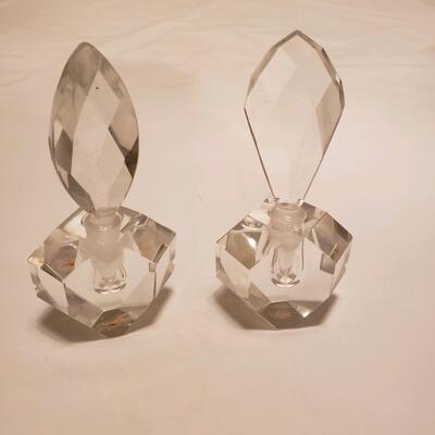 Pair of crystal perfume bottles