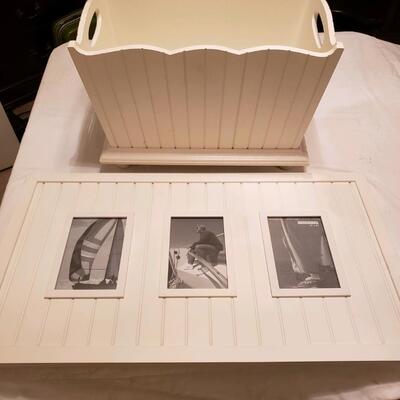 Wooden picture frame and magazine box, NEW