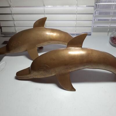 2 vintage Brass Dolphins