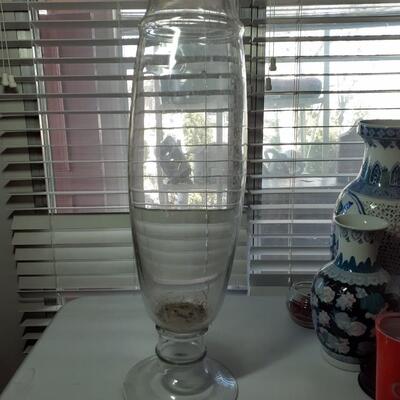 28.6in tall glass Vase
