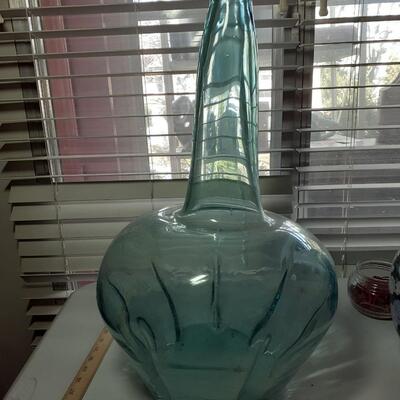 23in tall Blue glass bottle
