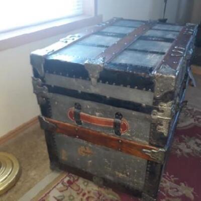 Antique Trunk flat top Pat 1869