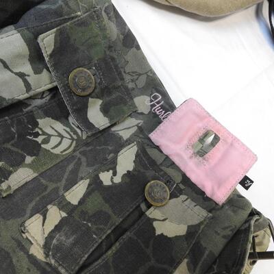 3 Purse/Bags:  Hurley Camo Purse, 1 Black Tote, 1 Light Brown Tote