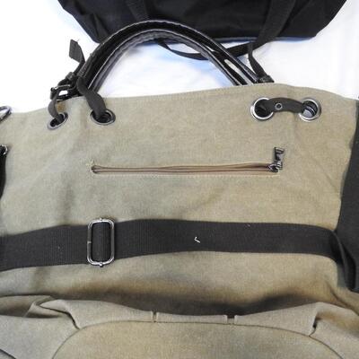 3 Purse/Bags:  Hurley Camo Purse, 1 Black Tote, 1 Light Brown Tote