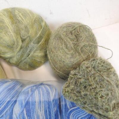 15+ Skeins of Fine Yarn, Various Types and Weights and Colors.  See Pictures.