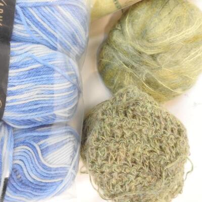 15+ Skeins of Fine Yarn, Various Types and Weights and Colors.  See Pictures.