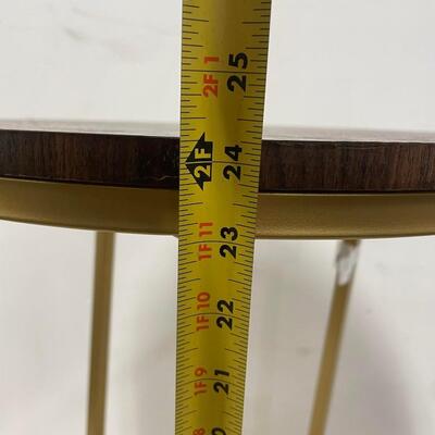 Ember Interiors Modern Glam Round End Table, Dark Walnut  Table Top is Scratched