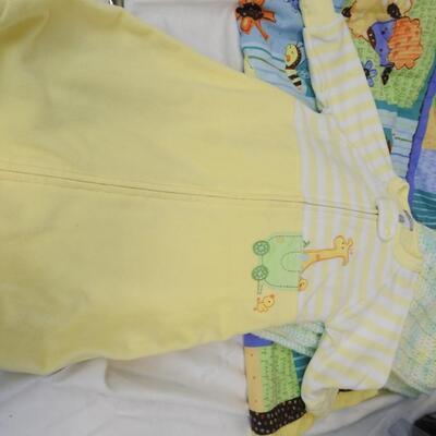 10 pc Baby Lot: Crib Sheets and Matching Blanket, Crochet Blanket, 2 Sleepers