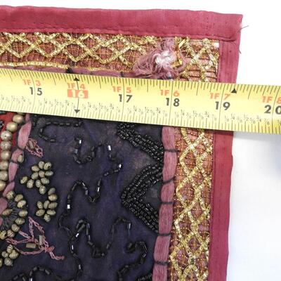 Unique Fully Hand Beaded Table Runner 19.5" x 56.5" Maroon Backing