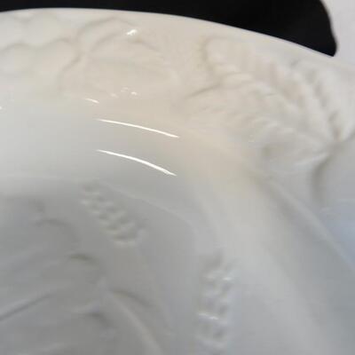 2 Ceramic White Serving Platters 13.5"x 17.5 Turkey Themed
