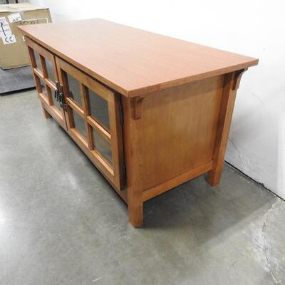 Wooden Coffee Table, 2 Doors with 4 Glass Panes Each, 46" x 19" x 21"