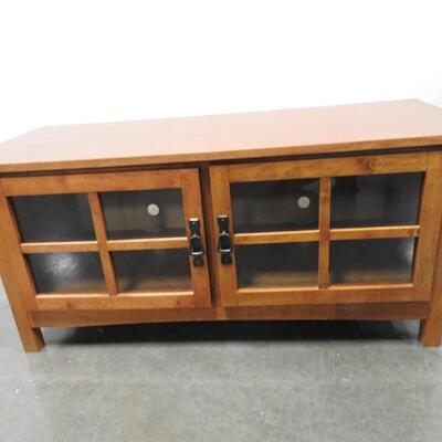 Wooden Coffee Table, 2 Doors with 4 Glass Panes Each, 46" x 19" x 21"