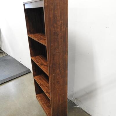 2 Matching Bookshelves, Brown Wood with 4 Shelves, 24" x 12" x 59"