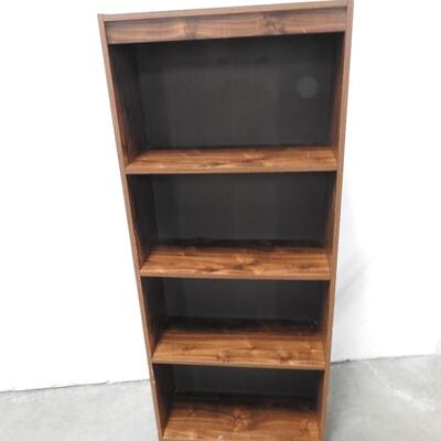 2 Matching Bookshelves, Brown Wood with 4 Shelves, 24" x 12" x 59"