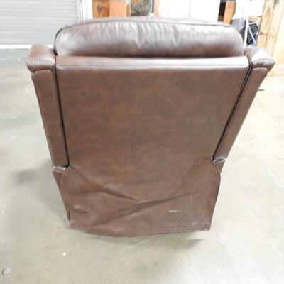 Tranquil Ease Electric Recliner, Brown Leather Exterior, Electronics Untested