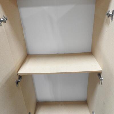 Light Cream Colored Wood Cabinet with White Interior, 30" x 15.5" x 60"