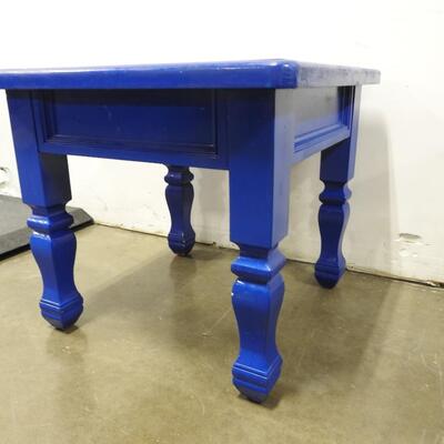 Blue Painted Wooden Table, Child Size, Good Condition 26" x 26" x 24"
