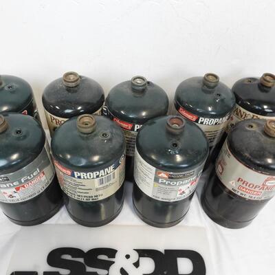 9 Propane Fuel Canisters: 16.4oz Each, Coleman, Century, Ozark Trail